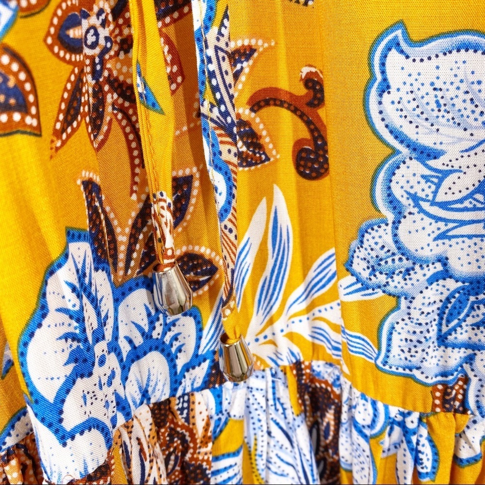 NEW Abel The Label Mango Magic Yellow Floral Boho Maxi Dress XS - Picture 10 of 14